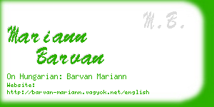 mariann barvan business card